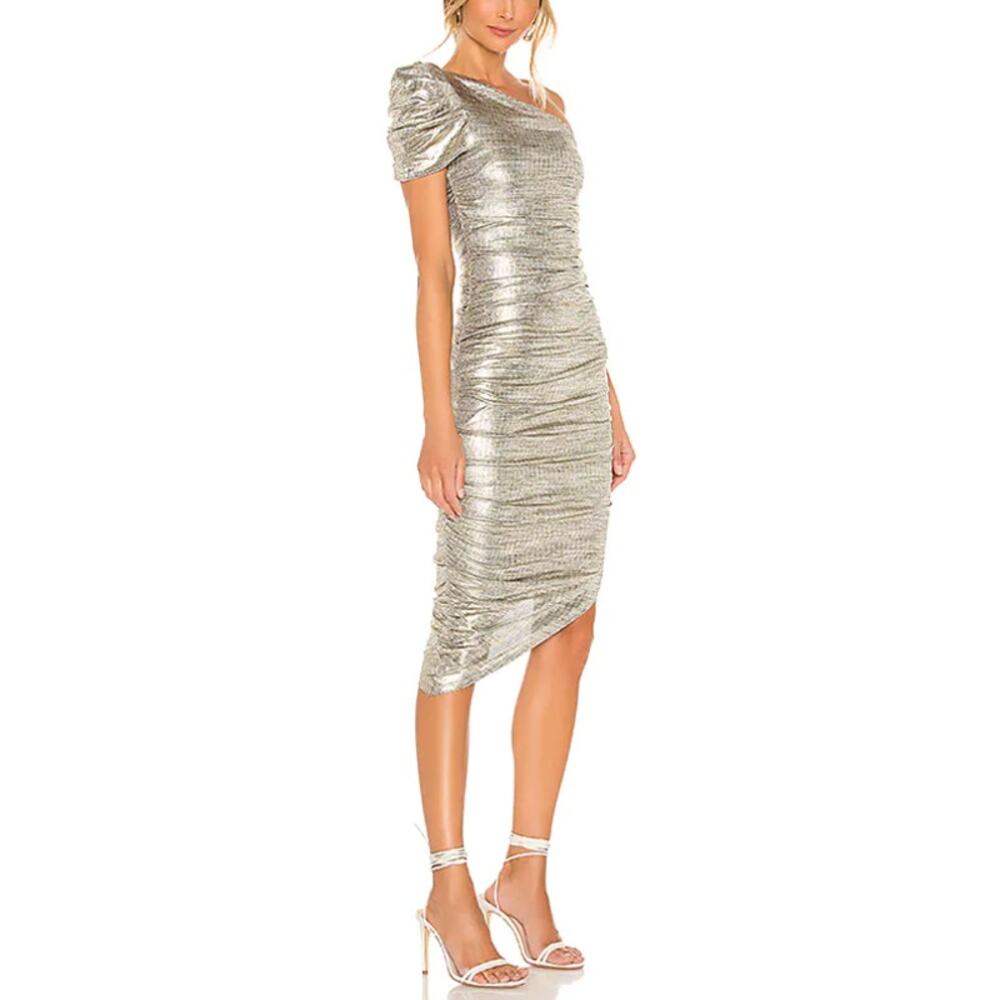 House of Harlow 1960 Metallic Asymmetrical Dress